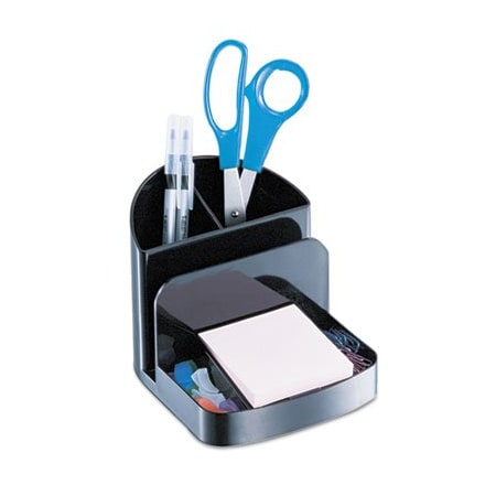 Officemate International RECYCLED DESKTOP SUPPLIES ORGANIZER, 5 COMPARTMENTS, 5 3/8 X 6 3/4 X 5, BLACK 26022